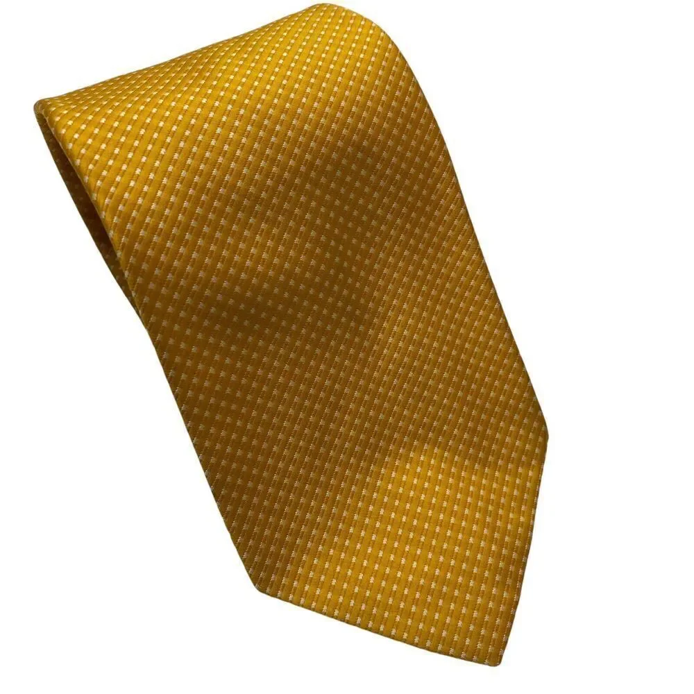 Vtg John Wanamaker Mens Tie Necktie Wide Polyester Yellow Tiny Squares Mod Disco